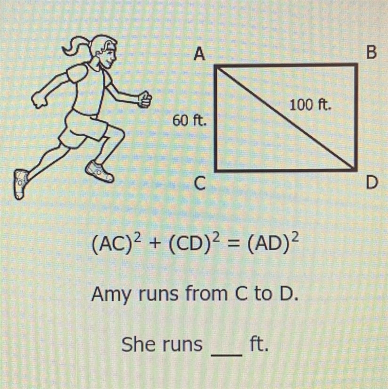 Amy runs from C to D. She runs __ ft. a) 800 b) 80 c) 600-example-1