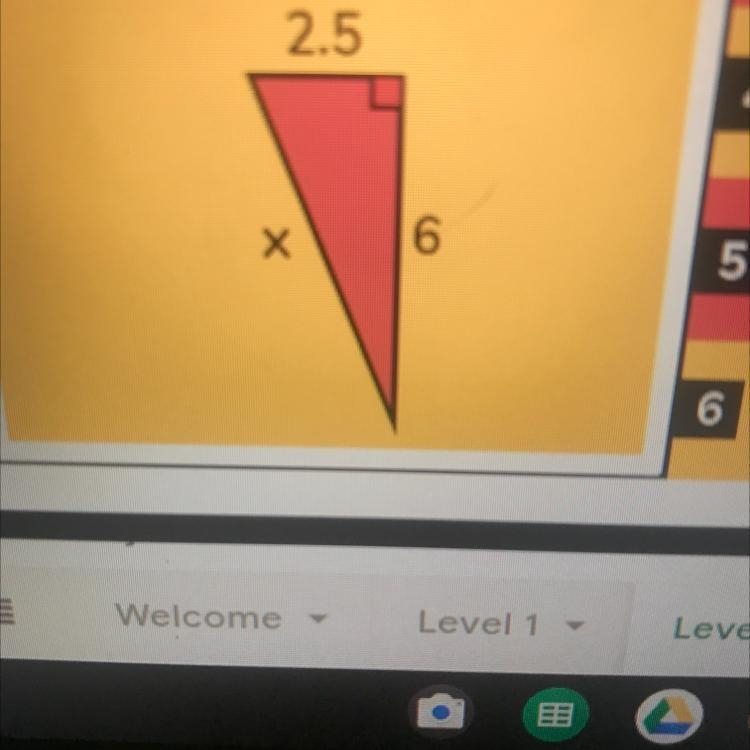 Use the Pythagorean Theorem to find the missing side of the right triangle. 2.5 Х-example-1