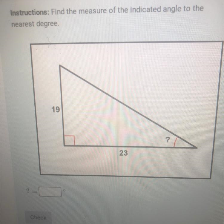 Find the measure of the incanted angle to the nearest degree-example-1