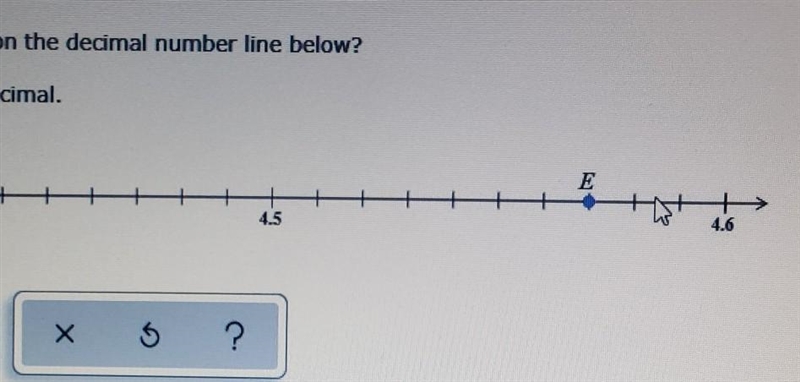 . What is the location of E on the decimal number line below? please help​-example-1