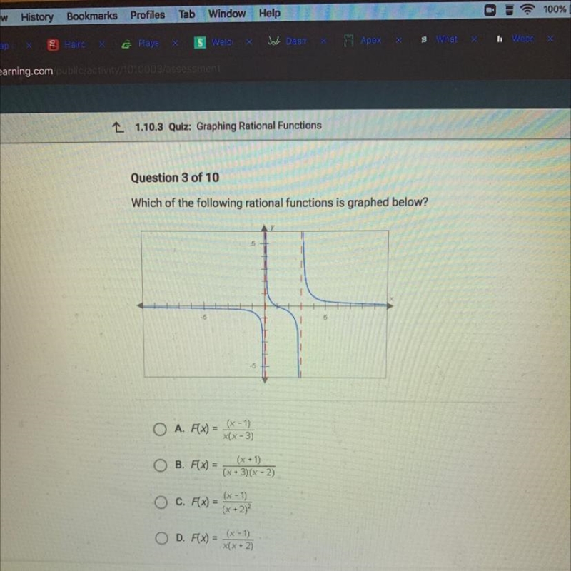 Which of the following rational functions is graphed below?-example-1