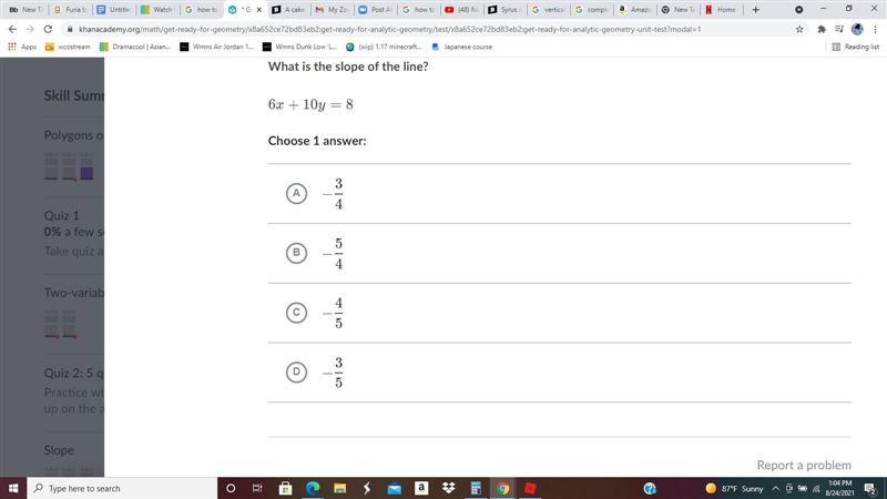 What is the slope of the line? 6x+10y=86x+10y=8-example-1