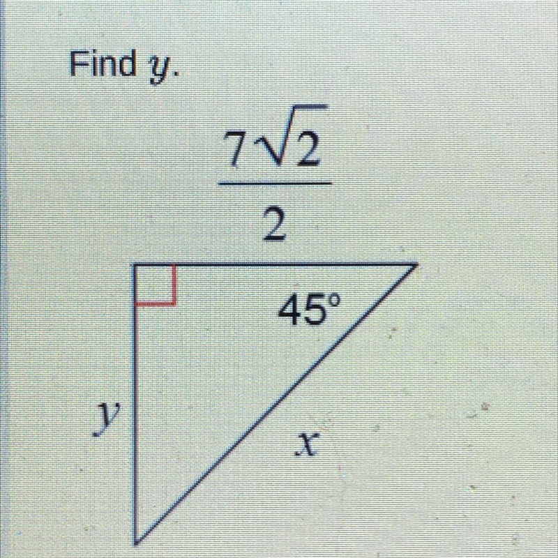 Find y on this special right triangle-example-1