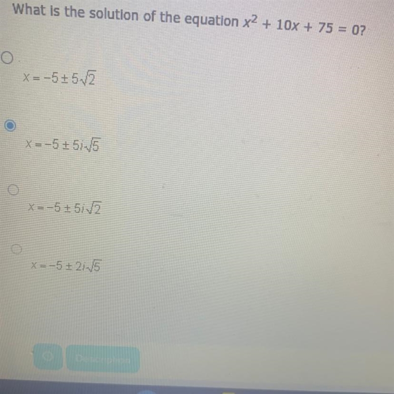 What is the solution to the equation x^2 + 10x + 75 = 0?-example-1