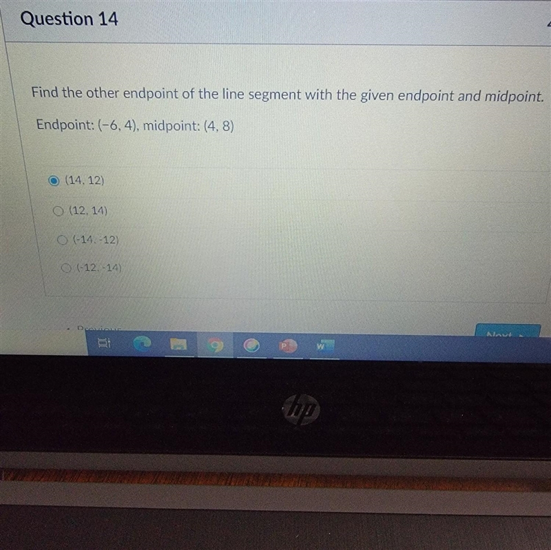 Find the other endpoint of the line segment with the given endpoint and midpoint. endpoint-example-1