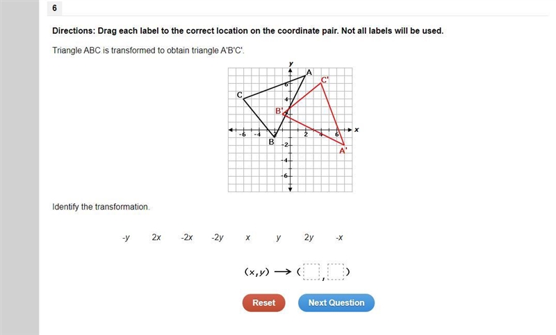 Triangle ABC is transformed to obtain triangle A'B'C'. Identify the transformation-example-1