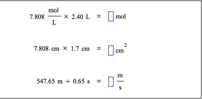 Multiply or divide the following measurements. Be sure each answer you enter contains-example-1