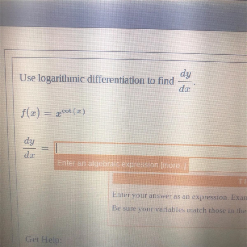 Use logarithmic differentiation to find dy/dx-example-1