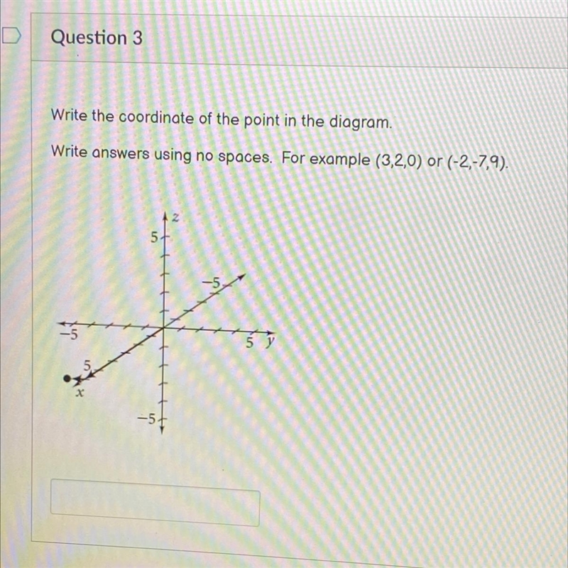 Write the coordinate of the point in the diagram. Write answers using no spaces. For-example-1