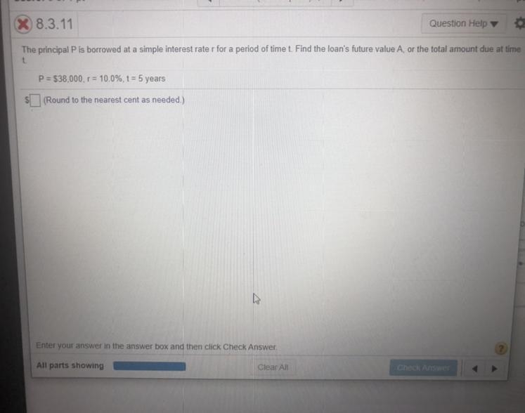 The principal P is borrowed at a simple interest rate are for a period of time T. Find-example-1