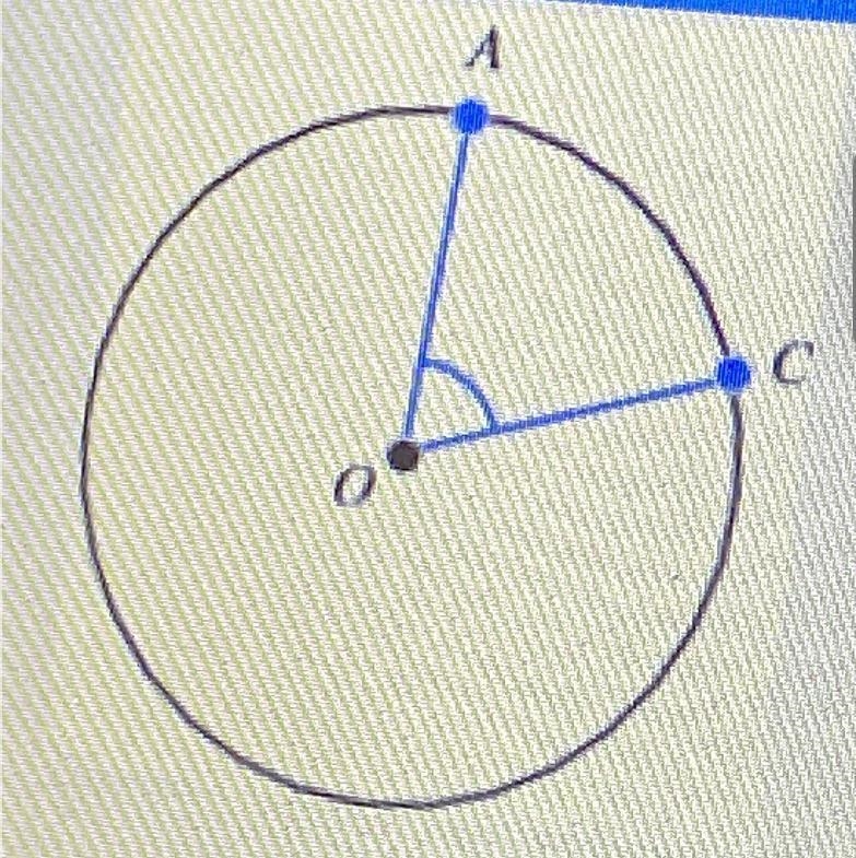 Angle AOC has the measure of 87°, determine the measure of the angle in radians.-example-1