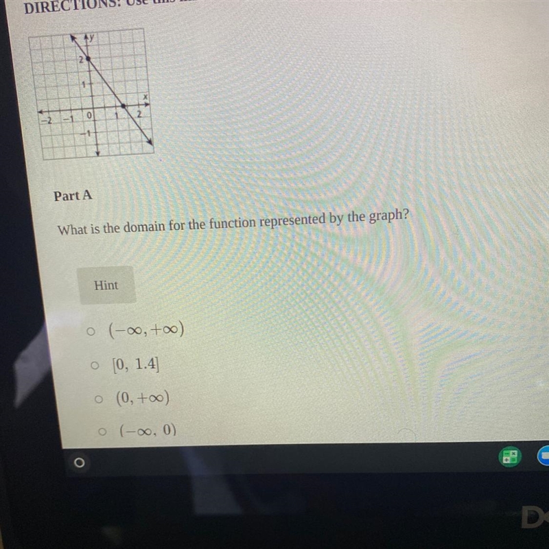 What is the domain for the function represented by the graph?-example-1