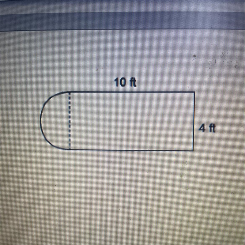 The figure consists of a rectangle in a semi circle What is the area of the figure-example-1