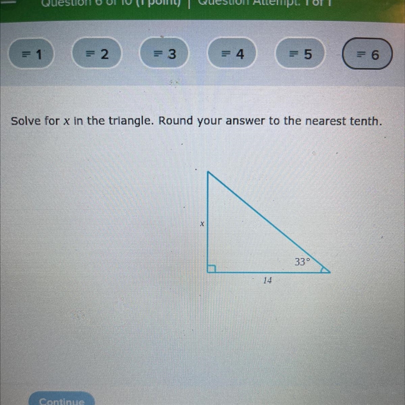 Solve for x in the triangle. Round your answer to the nearest tenth-example-1