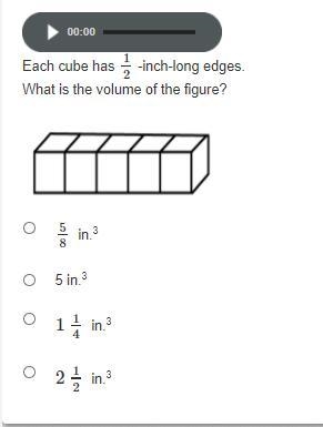 Each cube has 1/2-inch-long edges. What is the volume of the figure? It's all in the-example-1