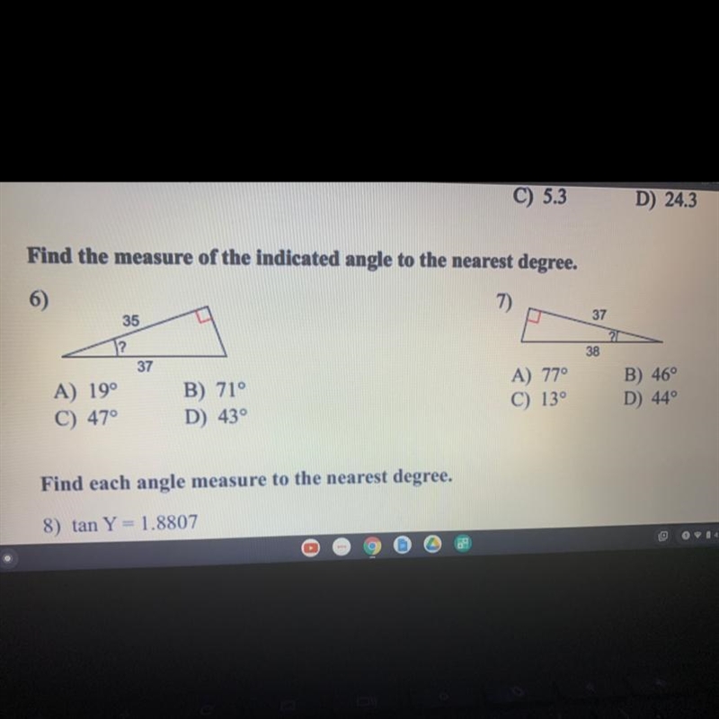 Find the measure of the indicated angle to the nearest degree-example-1