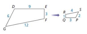 Find the scale factor of the figures. Then list all pairs of congruent angles. DEFG-example-1