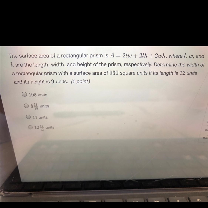 Plz help. I’m finding surface area. I need the answer in units. Thank you.-example-1