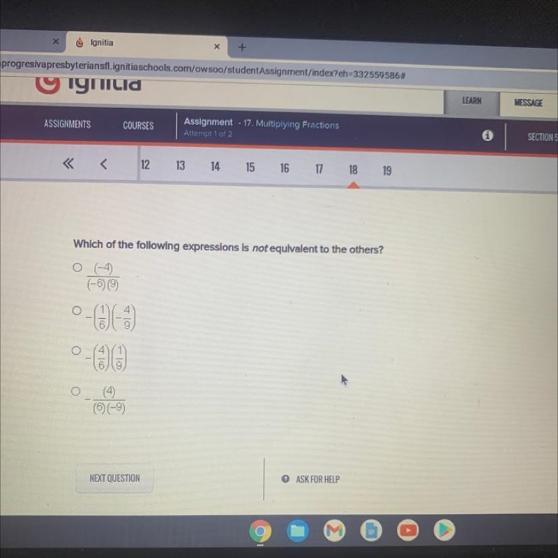 Which of the following expressions is not equivalent to the others?-example-1