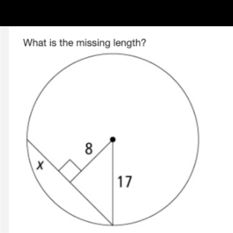 What is the missing length? A. 15 B. 30 C. 8 D. 7-example-1