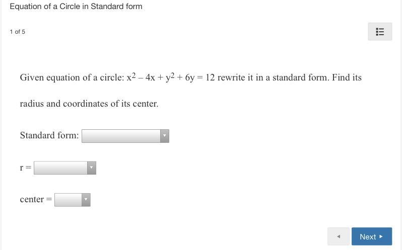 Given equation of a circle: x^2 – 4x + y^2 + 6y = 12 rewrite it in a standard form-example-1