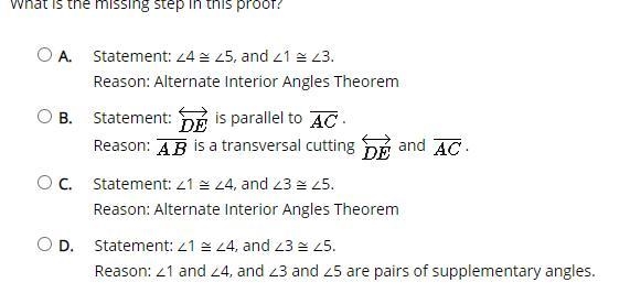 Select the correct answer. Given: ΔABC Prove: The sum of the interior angle measures-example-2