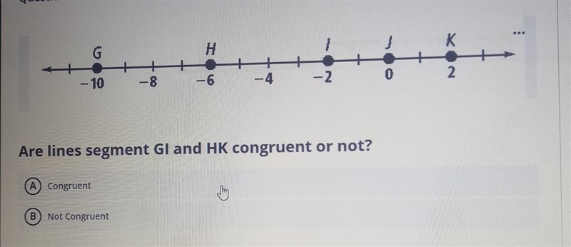 Are lines segment Gl and HK congruent or not? ​-example-1