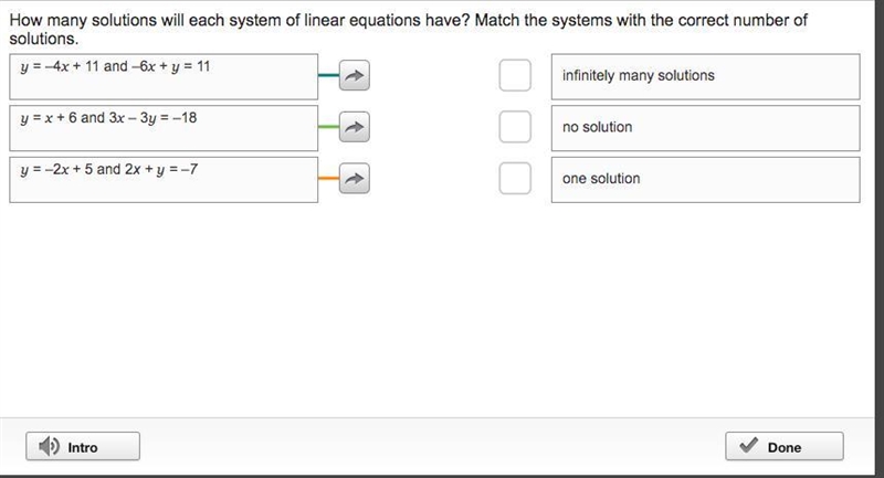 How many solutions will each system of linear equation have?-example-1