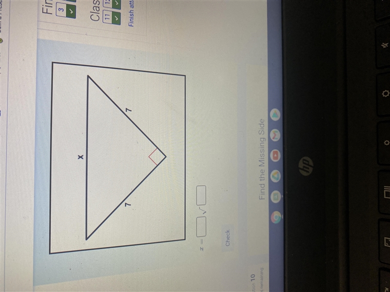 Find the missing side of the triangle-example-1