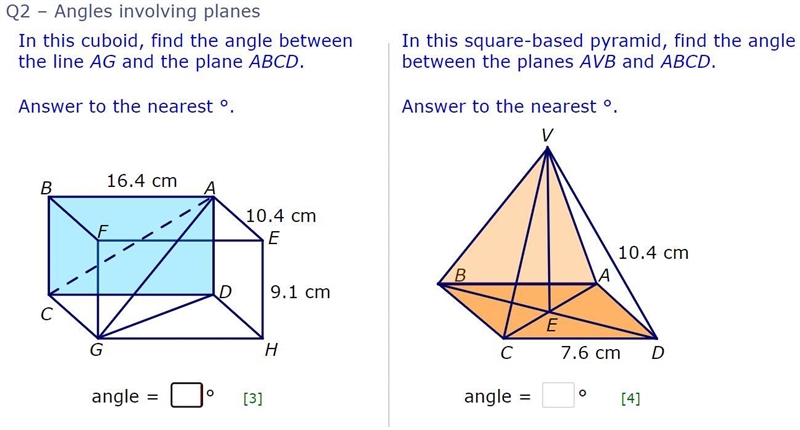 These 2 questions confuse me. Can anyone help with some 3D trigonometry?-example-1