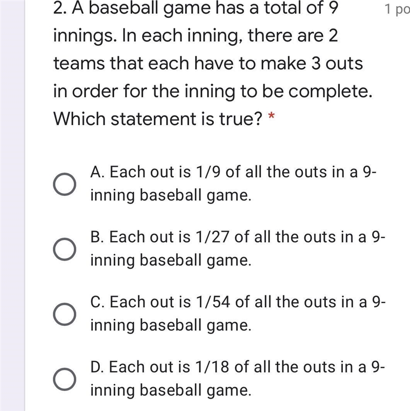 A baseball game has a total of 9 innings in each inning-example-1