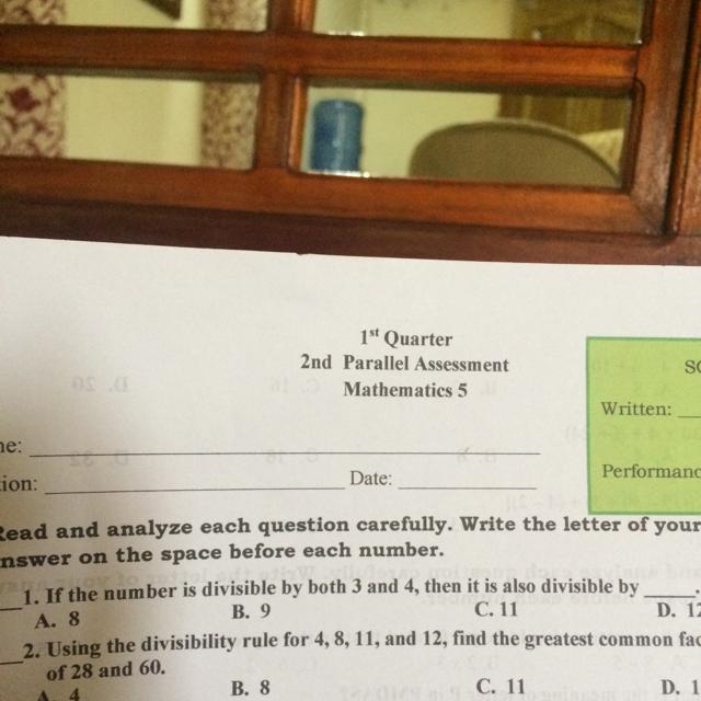 If the number is divisible both 3 and 4, find the greatest common fact-example-1