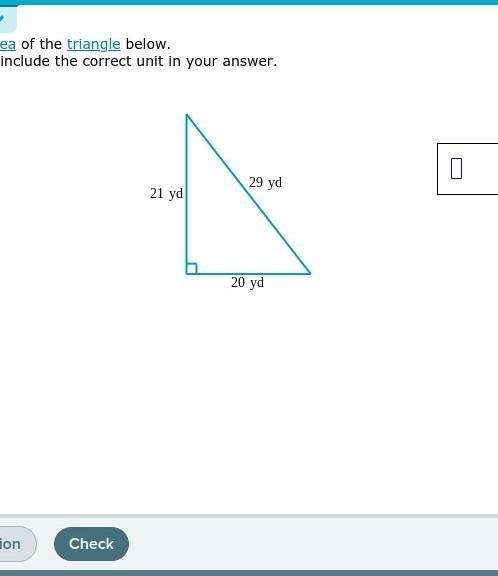 Find the area of the triangle below. Be sure to include the correct unit in your answer-example-1