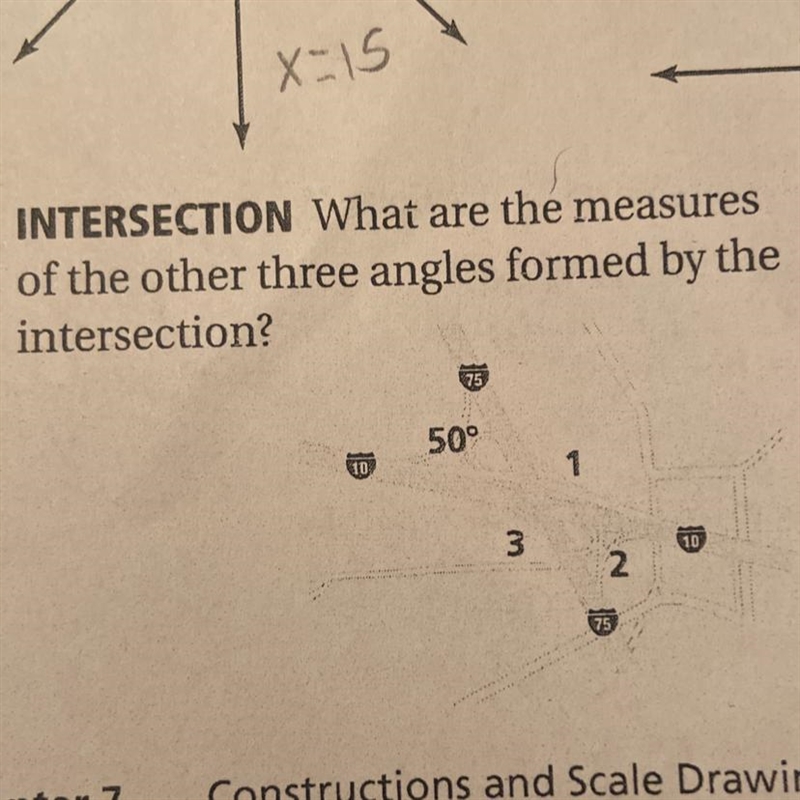 What are the measures of the other three angles formed by the intersection-example-1