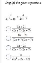 Simplify the given expression.-example-1