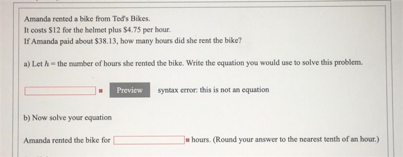 So for this answer I got 5 hrs. > 38.13 - 12 = 26.13/4.75 = 5 (rounded). However-example-1