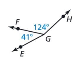 Find the measure of missing angle EGH in the picture below: 165 degrees 15 degrees-example-1