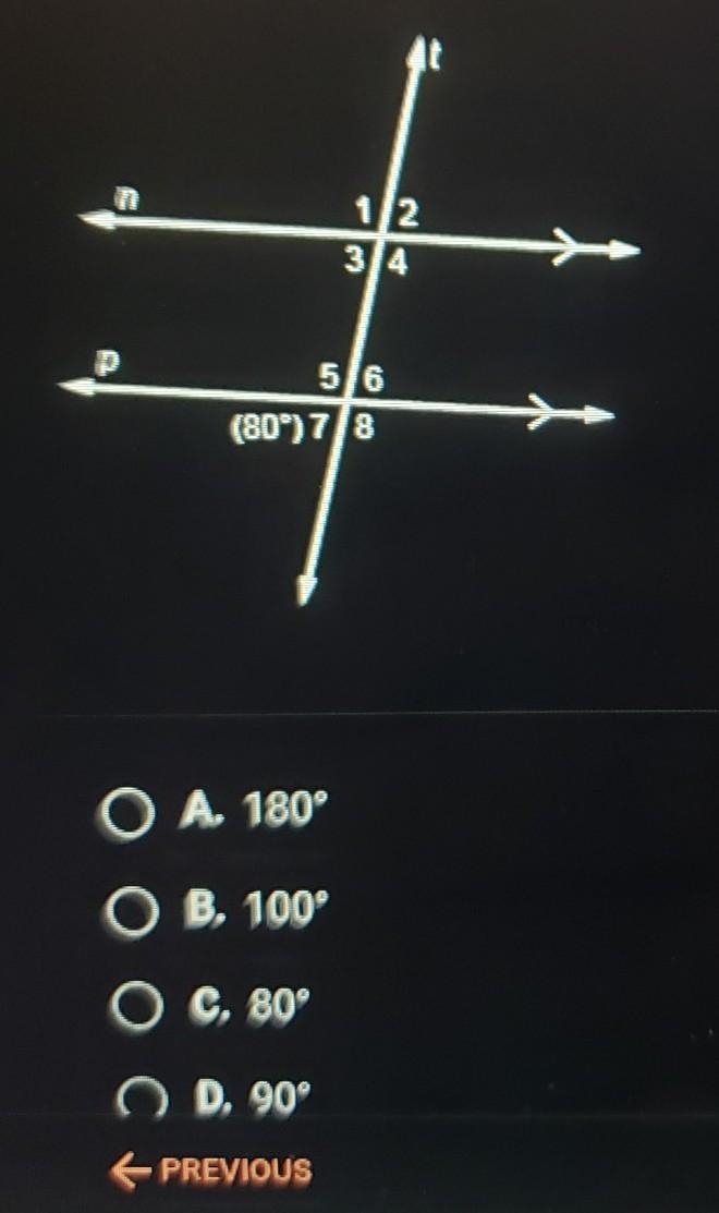 Two parallel lines are cut by a transversal. What is the measure of 1​-example-1