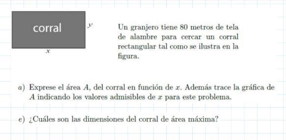 Rate of change or rate of change A farmer has 80 feet of wire mesh to surround a rectangular-example-1