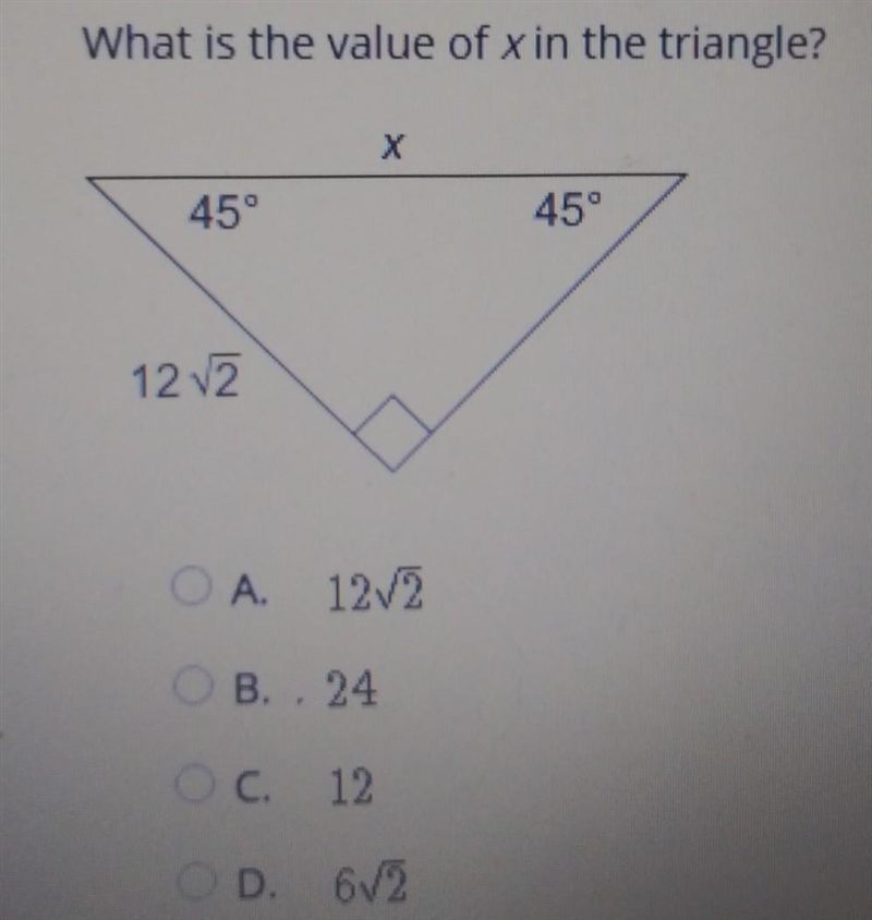 What is the value of x in the triangle?​-example-1