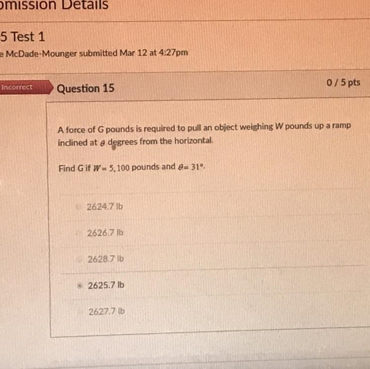 A force of G pounds is required to pull an object weighing W pounds up a ra inclined-example-1