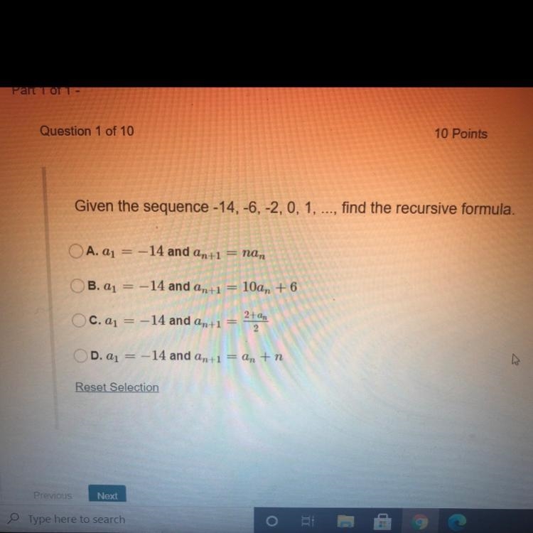 Given the sequence -14, -6, -2, 0, 1, ..., find the recursive formula.-example-1