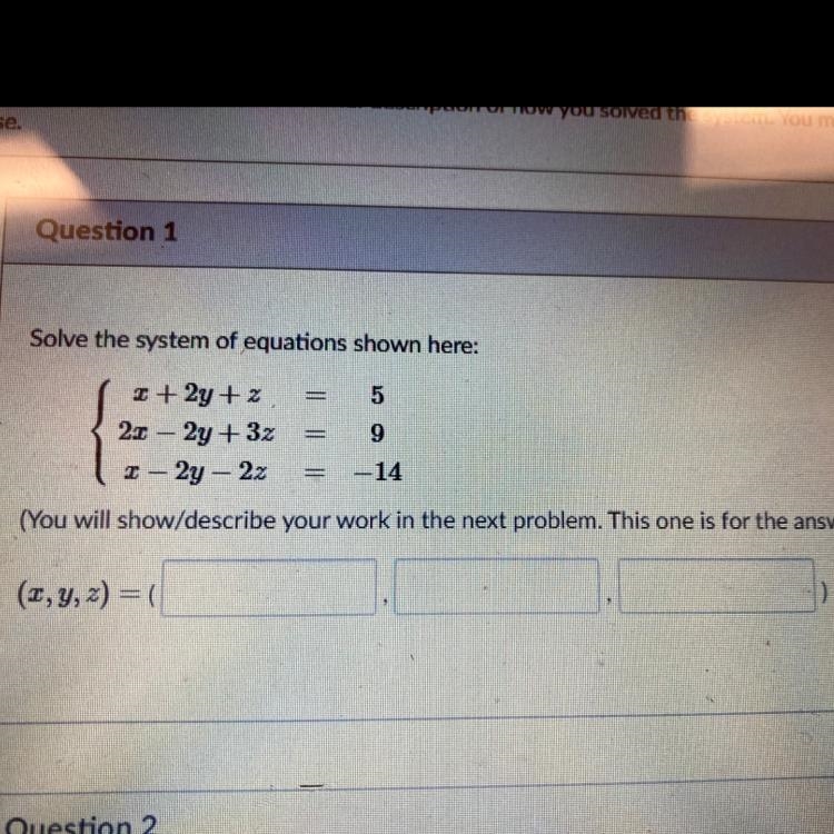 Solve the systems of equations shown here-example-1