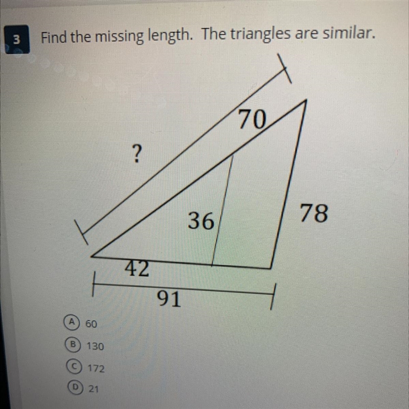 Find the missing length. the triangles are similar.-example-1