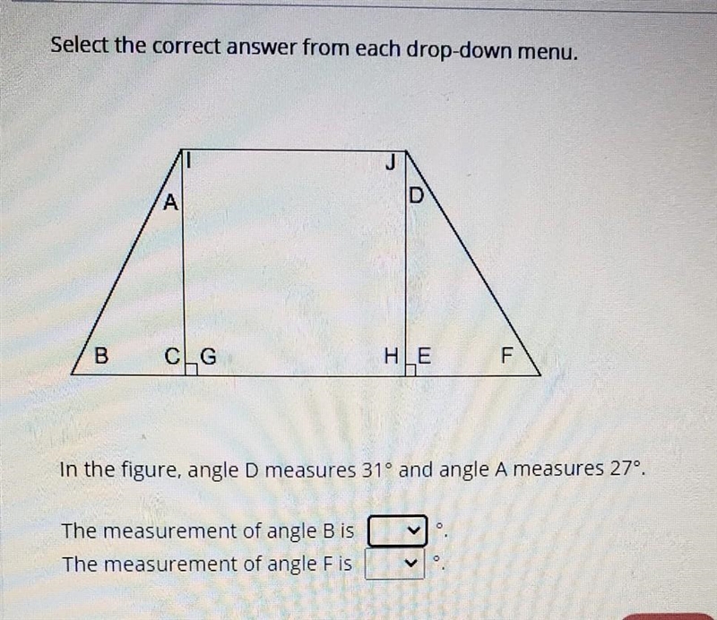 In the figure, angle D measures 31 degrees and angle A measures 27 degrees. The measurement-example-1