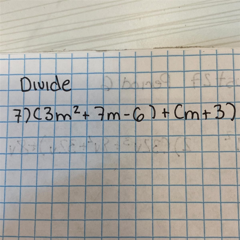 Divide. (3m^2+7m-6)+(m+3)-example-1