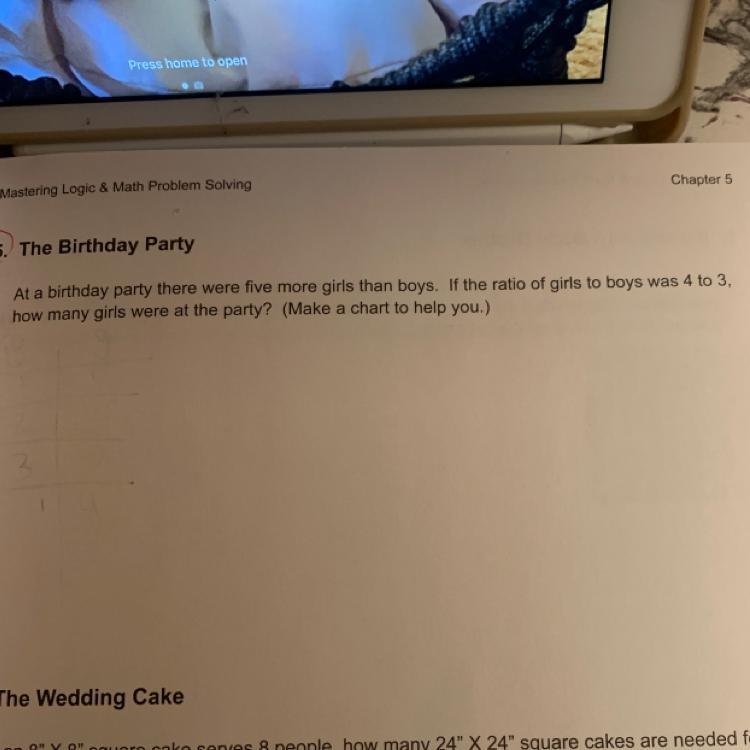 At a birthday party there were five more girls than boys. If the ratio of girls to-example-1