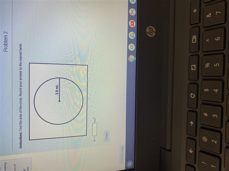 Find the area of the circle around your answer to the nearest 10th-example-1