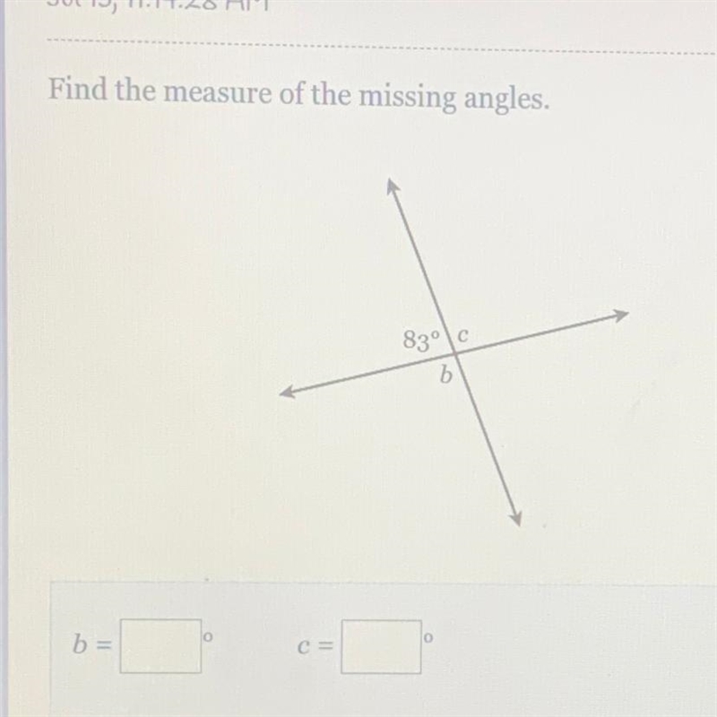 Find the measure of the missing angles. 83°C b-example-1