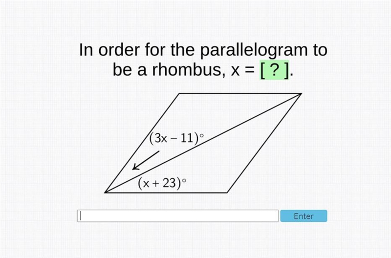 In order for the parallelogram to be a rhombus x=-example-1